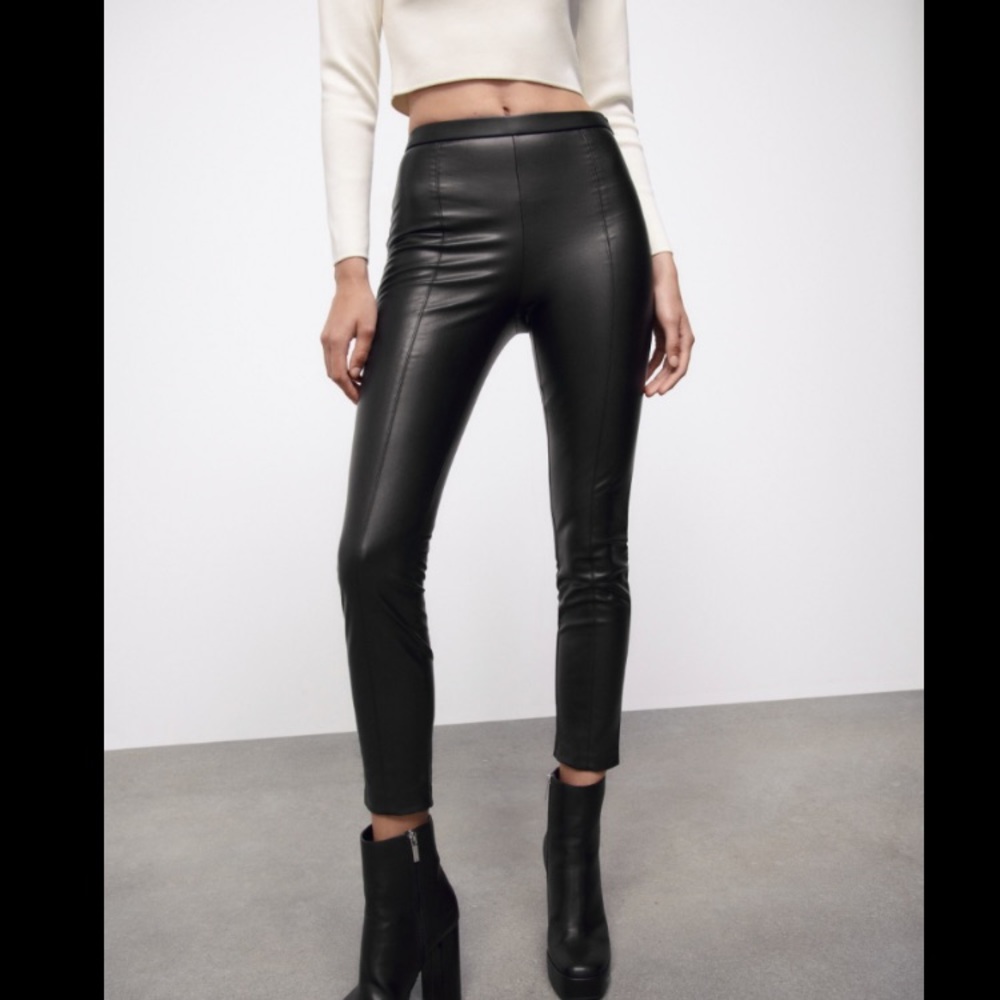 Zara faux leather straight leg pant